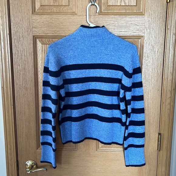 NWT Ultra Flirt Blue Striped Mock Neck Sweater Small - Picture 3 of 7